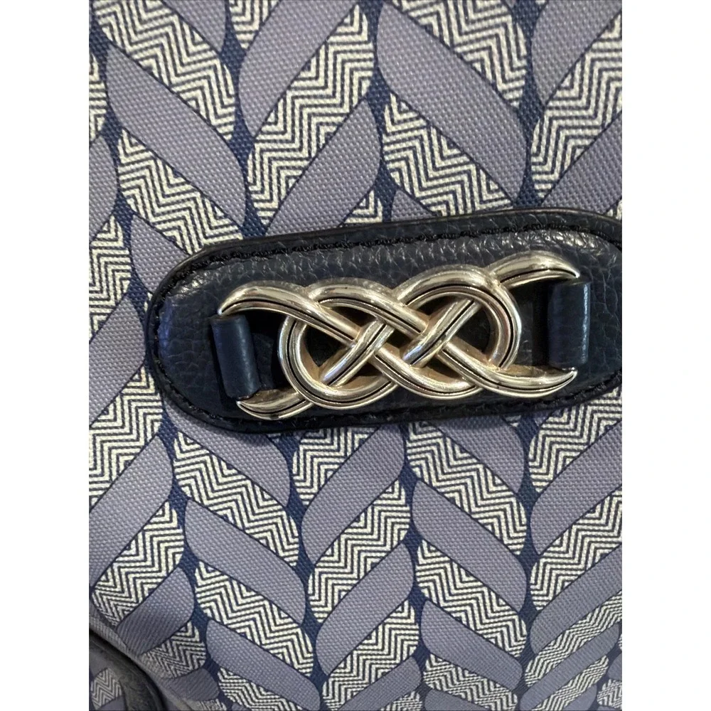 BRIGHTON INTERLOK‎ COLLECTION BLUE ROOMEY TOTE COATED CANVAS LEATHER $450 Retail